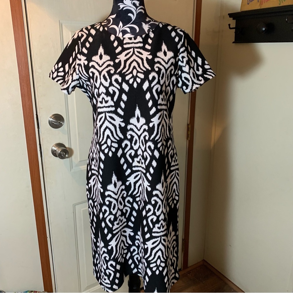 Sunny Leigh Black and White Print Dress Size 10